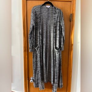 LuLaRoe lightweight cardigan, tan/gray, size M
